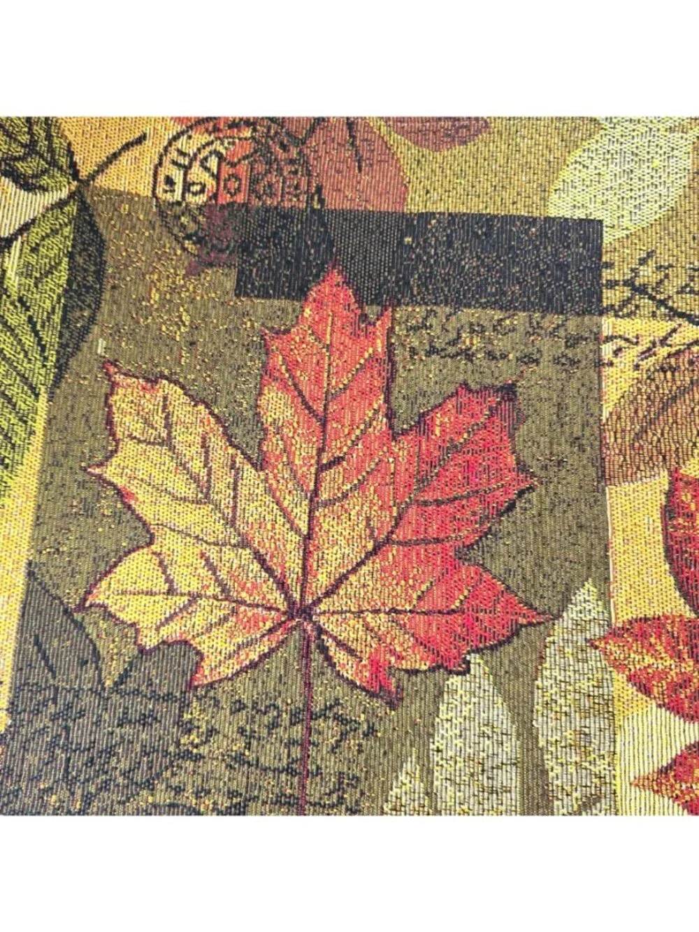Woven Table Runner Fall Leaves Autumn Tapestry Thanksgiving Table Linen